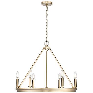Carruth 25" Wide Modern Gold 6-Light Wagon Wheel Chandelier