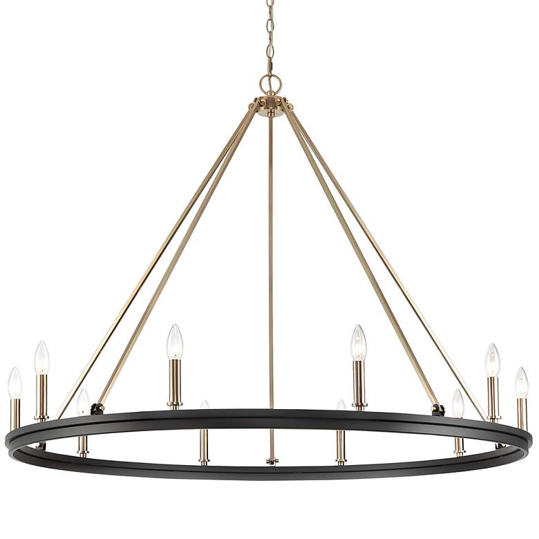 Image 1 Carruth 45"W Matte Black and Modern Gold 10-Light Chandelier