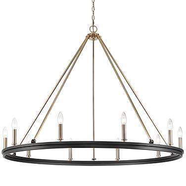 Carruth 45"W Matte Black and Modern Gold 10-Light Chandelier