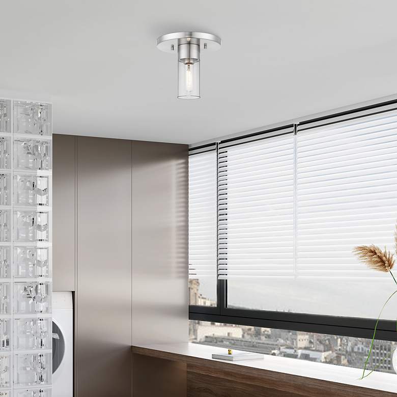 Image 7 Carson 1 Light Brushed Nickel Flush Mount more views