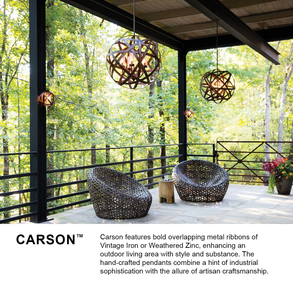 Carson 18 3/4" High Vintage Iron 4W Outdoor Hanging Light