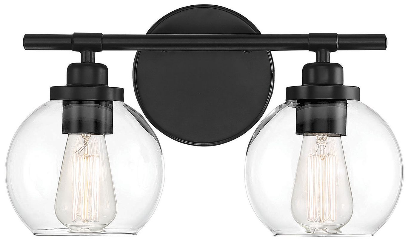 Carson 2-Light Bathroom Vanity Light in Matte Black