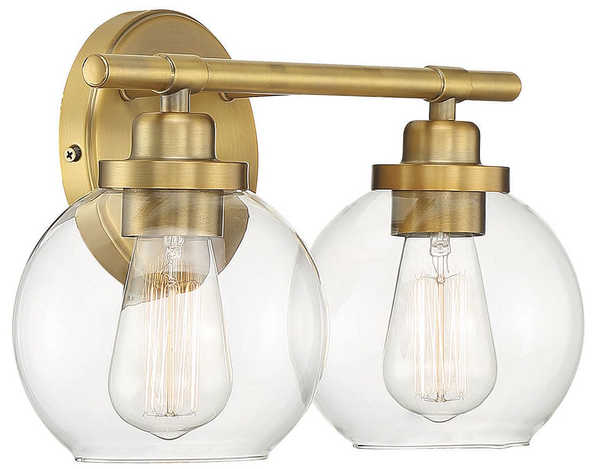 Image 4 Carson 2-Light Bathroom Vanity Light in Warm Brass more views
