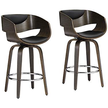 Carson 23 1/2" Black Faux Leather Swivel Counter Stools Set of 2