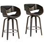 2_Carson 23 1/2" Black Faux Leather Swivel Counter Stools Set of 2