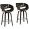 Carson 23 1/2" Black Faux Leather Swivel Counter Stools Set of 2