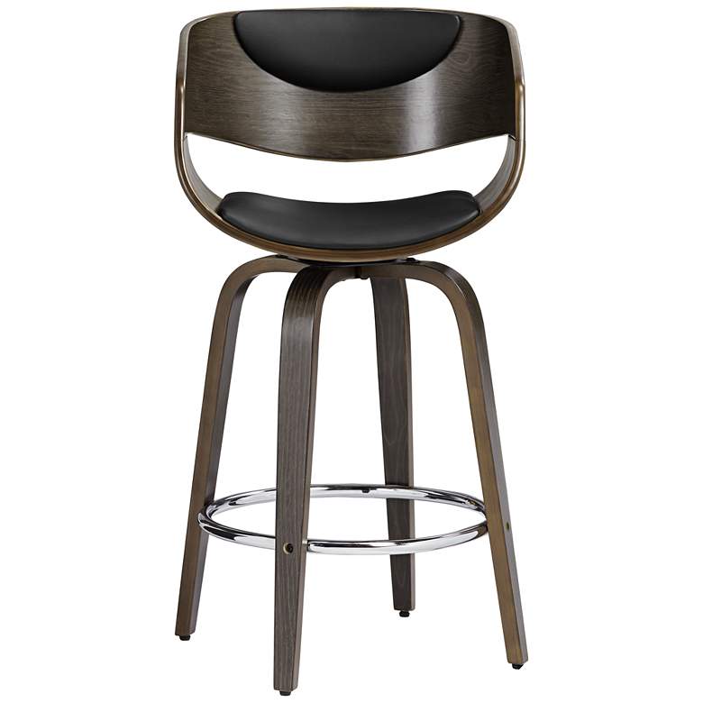 Image 7 Carson 23 1/2 inch High Black and Gray Swivel Modern Counter Stool more views