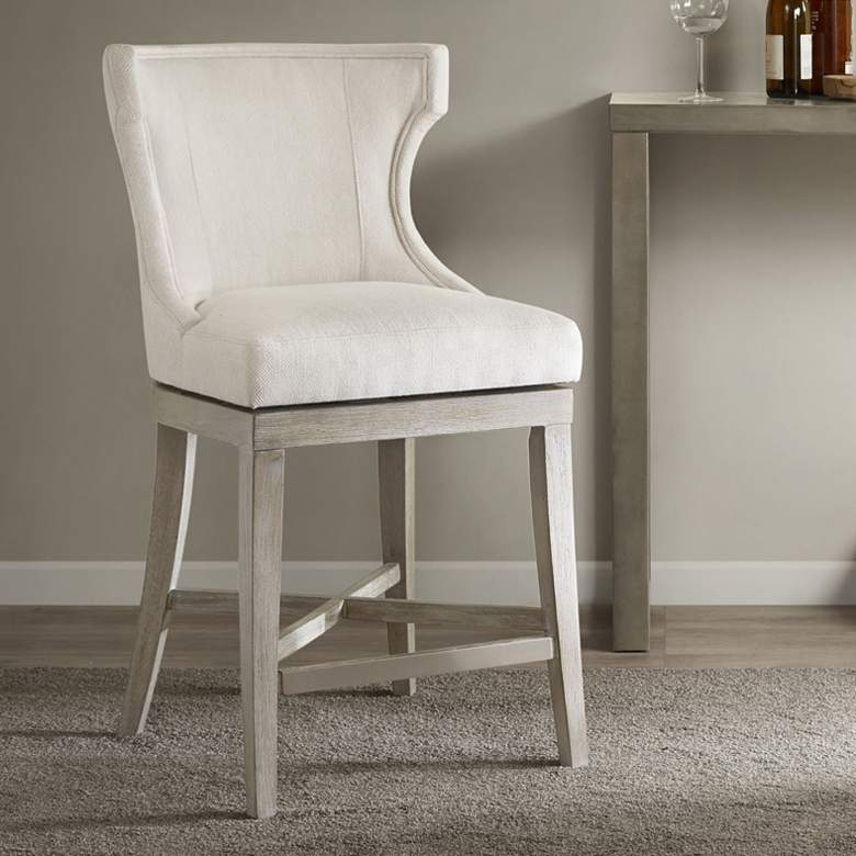 Image 1 Carson 25 1/4 inch Cream and Reclaimed Gray Swivel Counter Stool