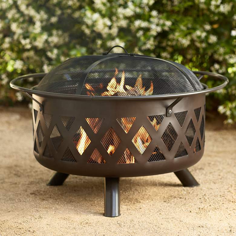 Image 1 Carson 28 1/2 inch Wide Brown Round Steel Firepit