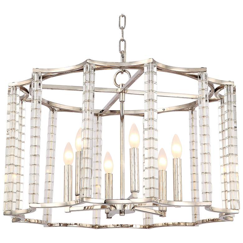 Image 2 Carson 28 inchW Polished Nickel and Crystal 6-Light Chandelier