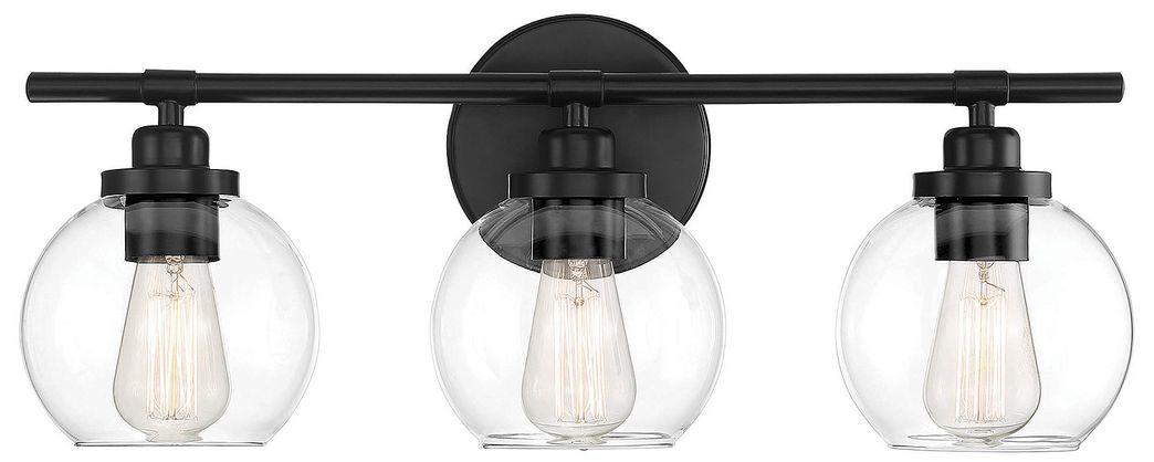 Carson 3-Light Bathroom Vanity Light in Matte Black