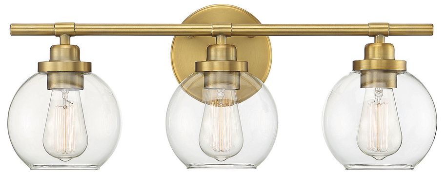 Carson 3-Light Bathroom Vanity Light in Warm Brass