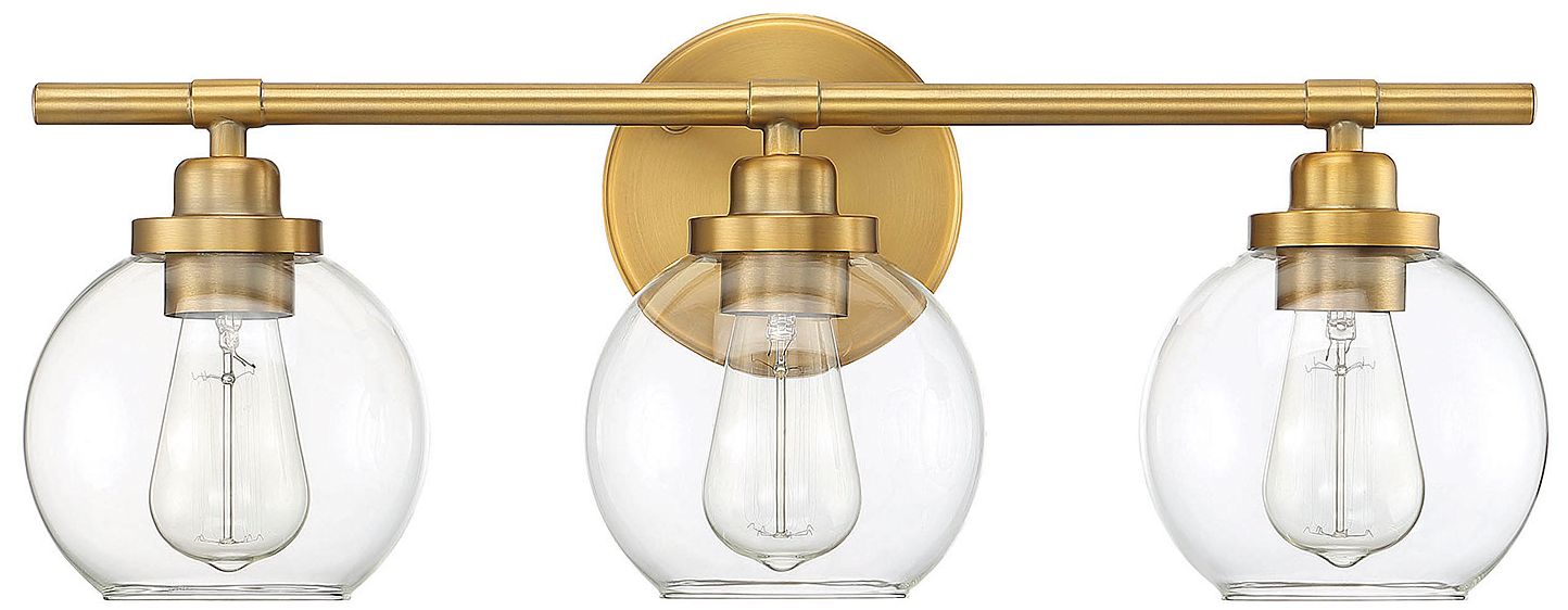 Image 2 Carson 3-Light Bathroom Vanity Light in Warm Brass more views