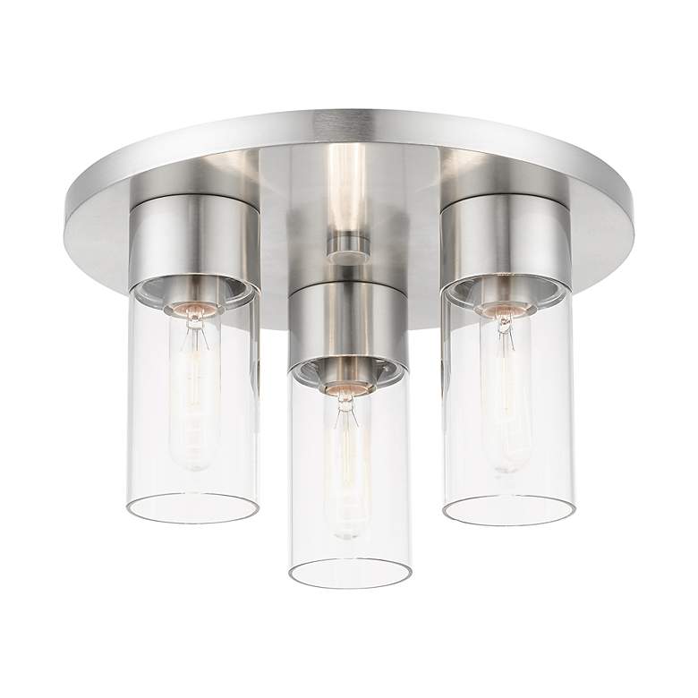 Image 4 Carson 3 Light Brushed Nickel Flush Mount more views