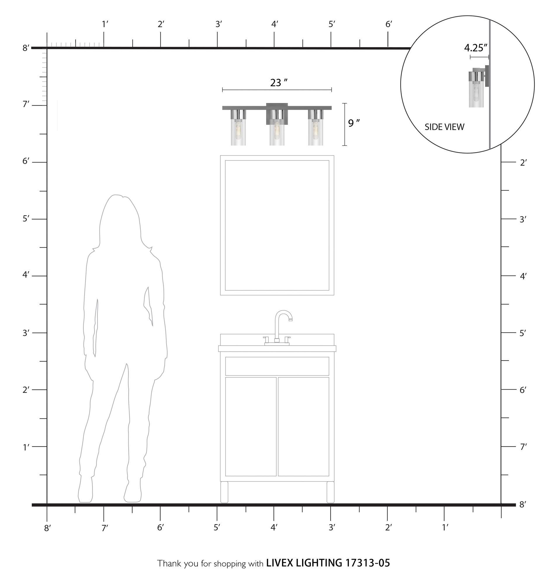 Carson 3 Light Polished Chrome Vanity Sconce