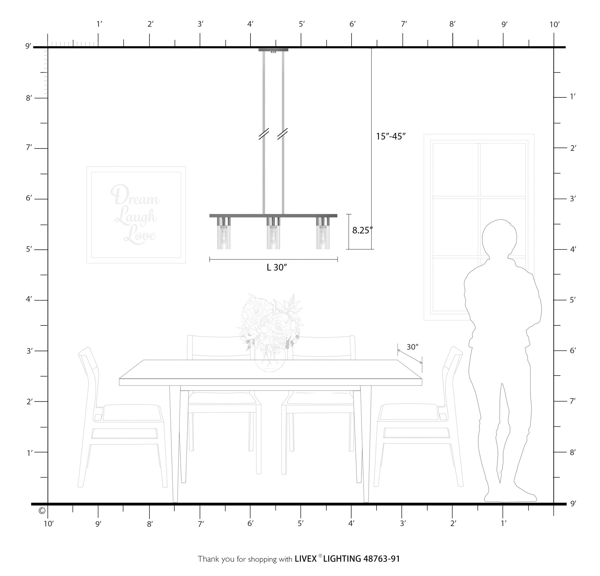 Carson 30" Wide Brushed Nickel 3-Light Linear Chandelier in scene