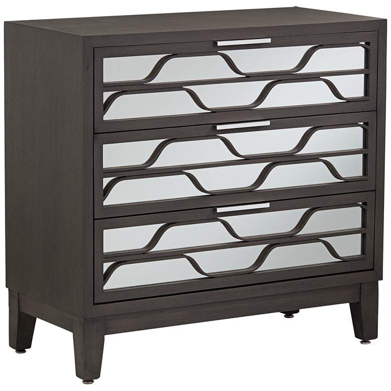 Image 3 Carson 33 3/4 inch Wide Mirrored 3-Drawer Wood Accent Chest