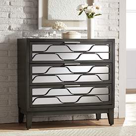 Image2 of Carson 33 3/4" Wide Mirrored 3-Drawer Wood Accent Chest
