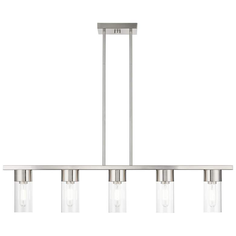 Image 1 Carson 40" Wide Brushed Nickel 5-Light Linear Chandelier