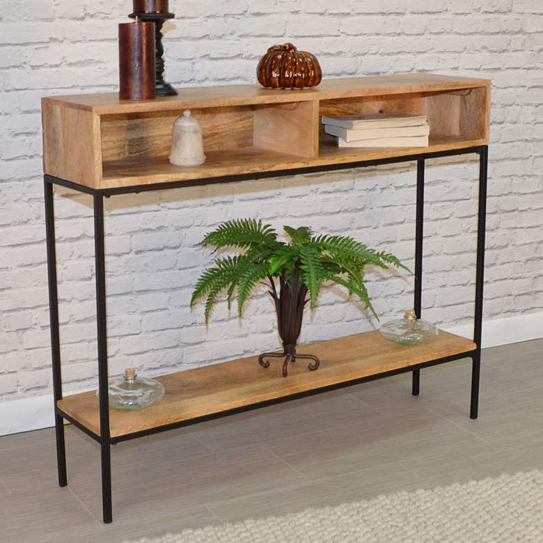 Image 1 Carson 42 inch Wide Natural Wood Rectangular Console Table