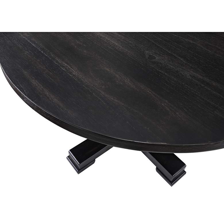 Image 3 Carson 47 1/4" Wide Black Wood Round Dining Pedestal Table more views