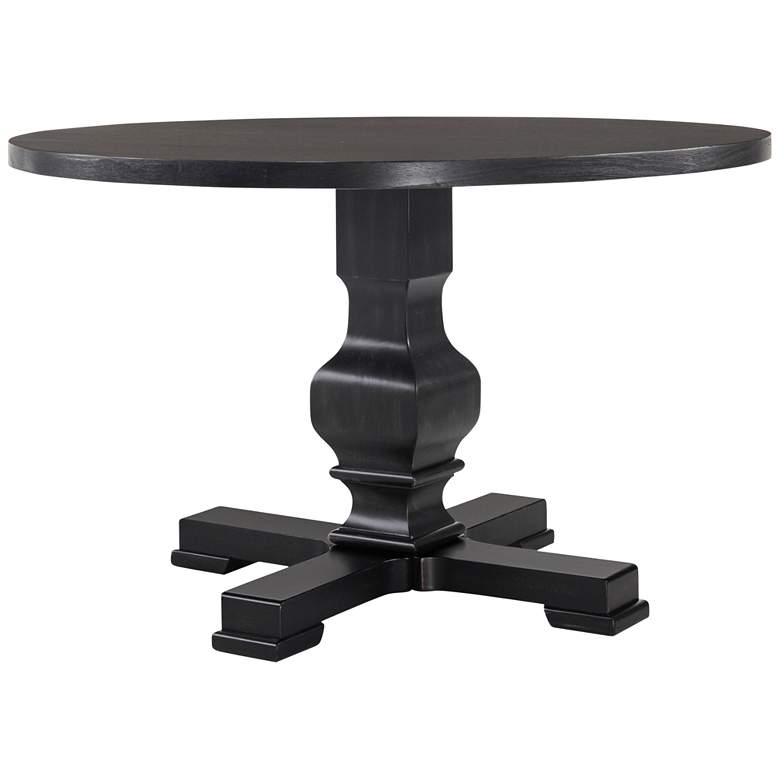 Image 5 Carson 47 1/4" Wide Black Wood Round Dining Pedestal Table more views