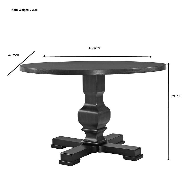 Image 6 Carson 47 1/4" Wide Black Wood Round Dining Pedestal Table more views