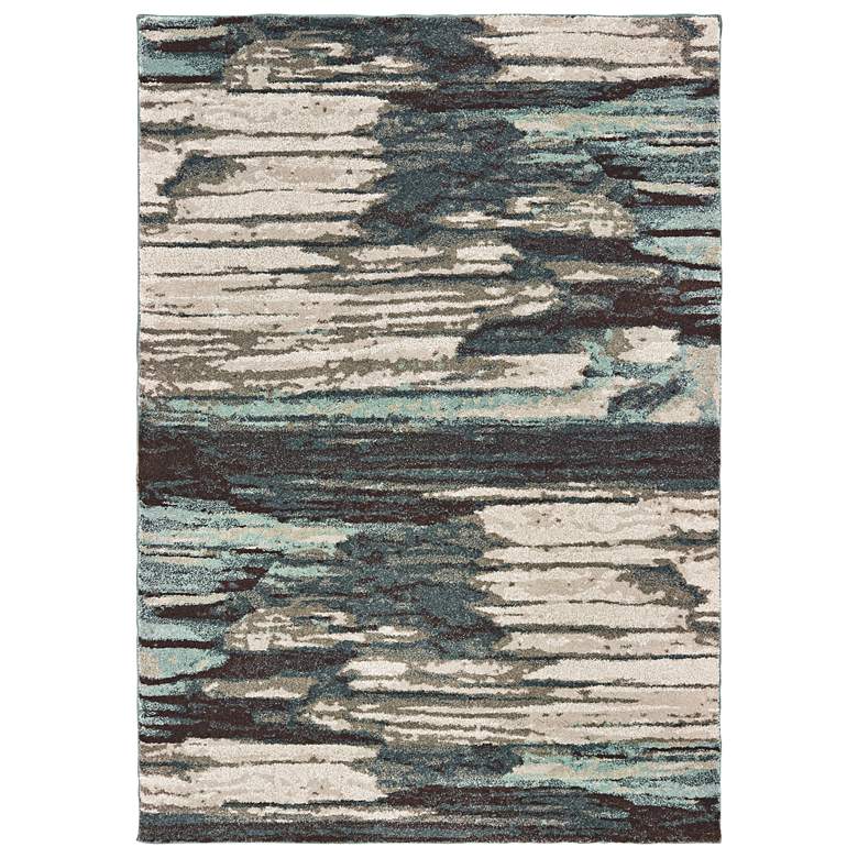 Image 1 Carson 5&#39;3 inchx7&#39;3 inch Blue and Ivory Abstract Area Rug