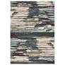 Carson 5&#39;3"x7&#39;3" Blue and Ivory Abstract Area Rug