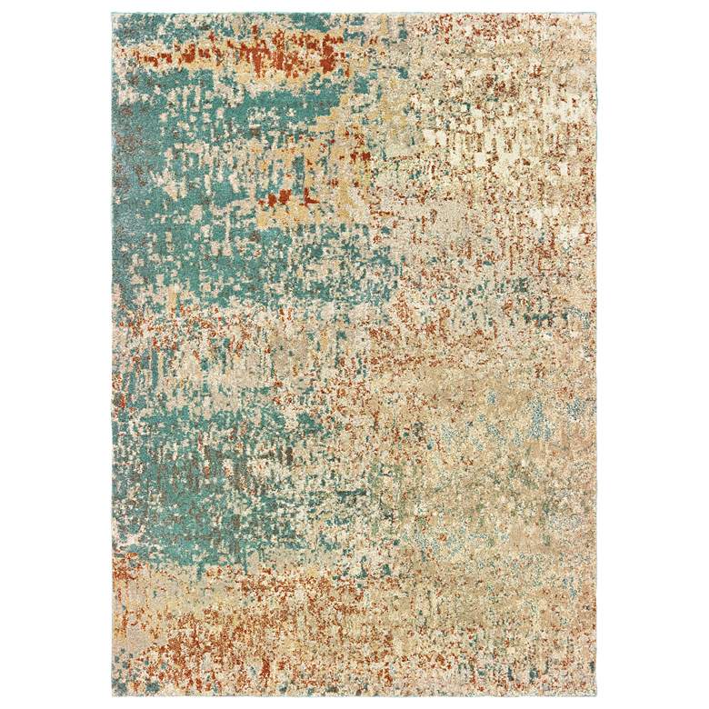 Image 1 Carson 5&#39;3 inchx7&#39;3 inch Blue and Orange Abstract Area Rug