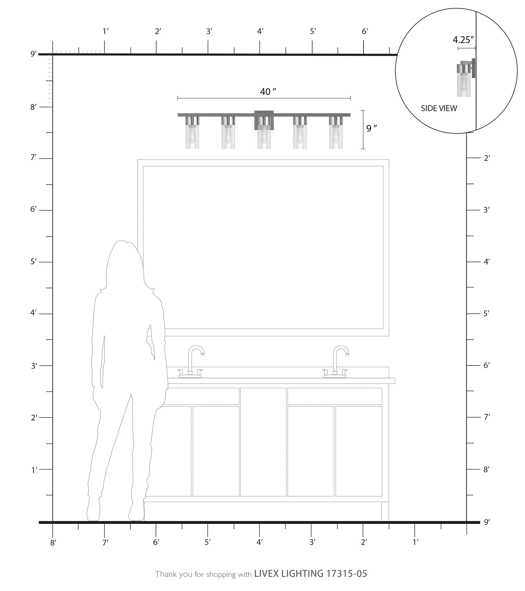 Carson 5 Light Polished Chrome Vanity Sconce