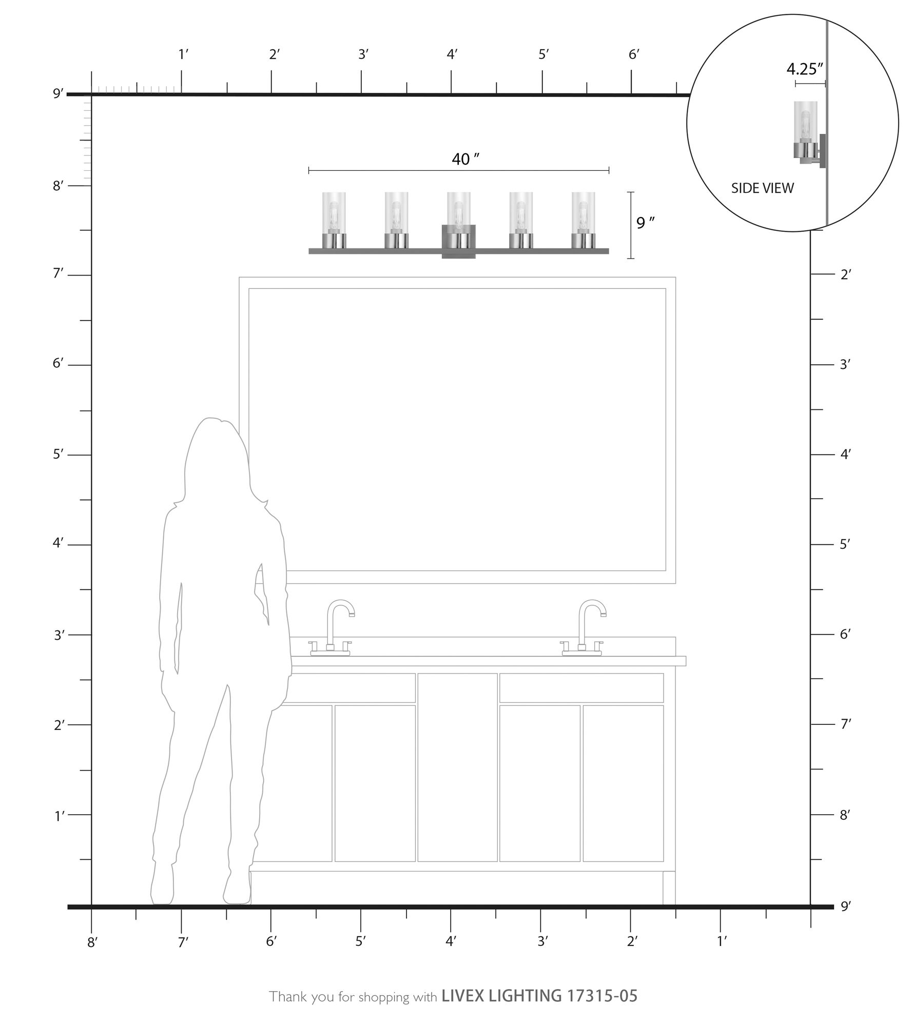 Carson 5 Light Polished Chrome Vanity Sconce