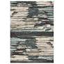 Thumbnail1 of Carson 6'7"x9'2" Blue and Ivory Abstract Area Rug