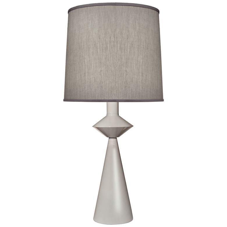 Image 1 Carson Converse Gloss White Cone Table Lamp w/ Gray Shade