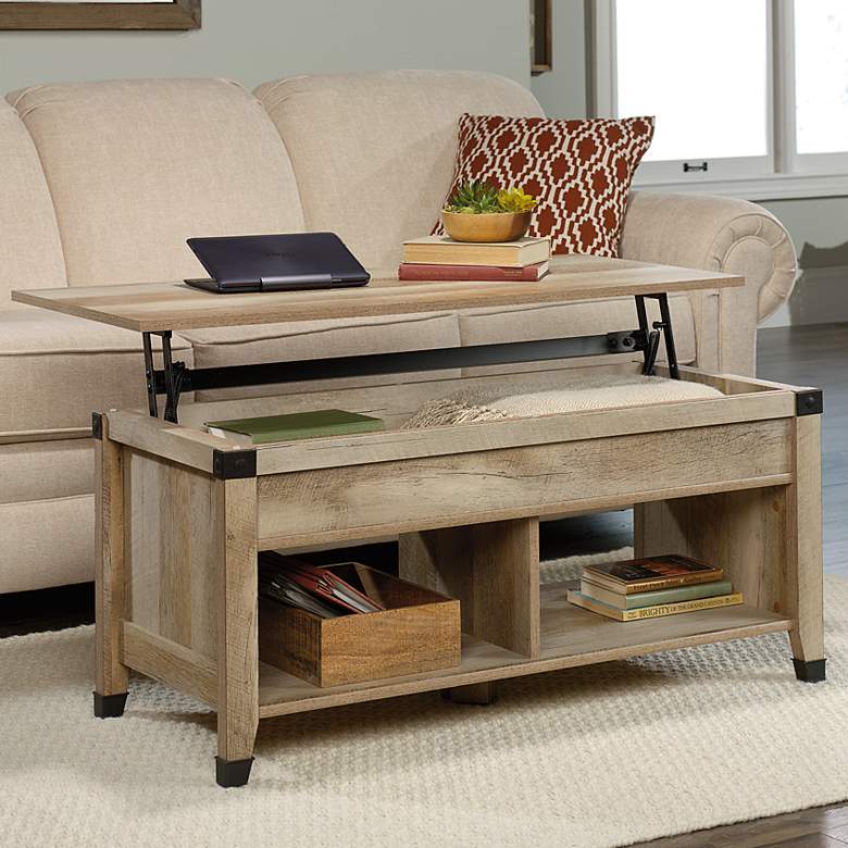 Image 1 Carson Forge 43 1/4" Wide Lintel Oak Lift-Top Coffee Table