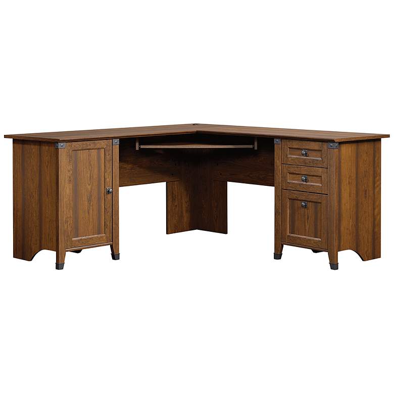 Image 2 Carson Forge 66 1/4"W Washington Cherry Corner Computer Desk