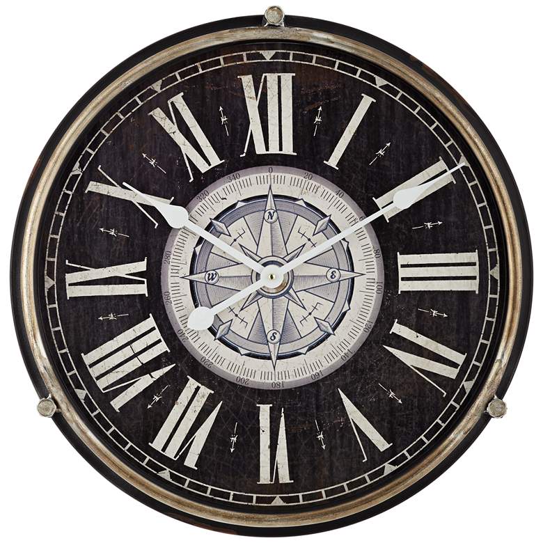 Image 2 Carson Glossy Black 21 1/4 inch High Round Metal Wall Clock