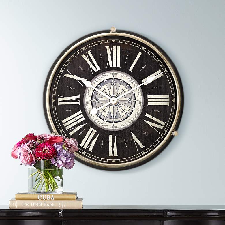 Image 1 Carson Glossy Black 21 1/4" High Round Metal Wall Clock