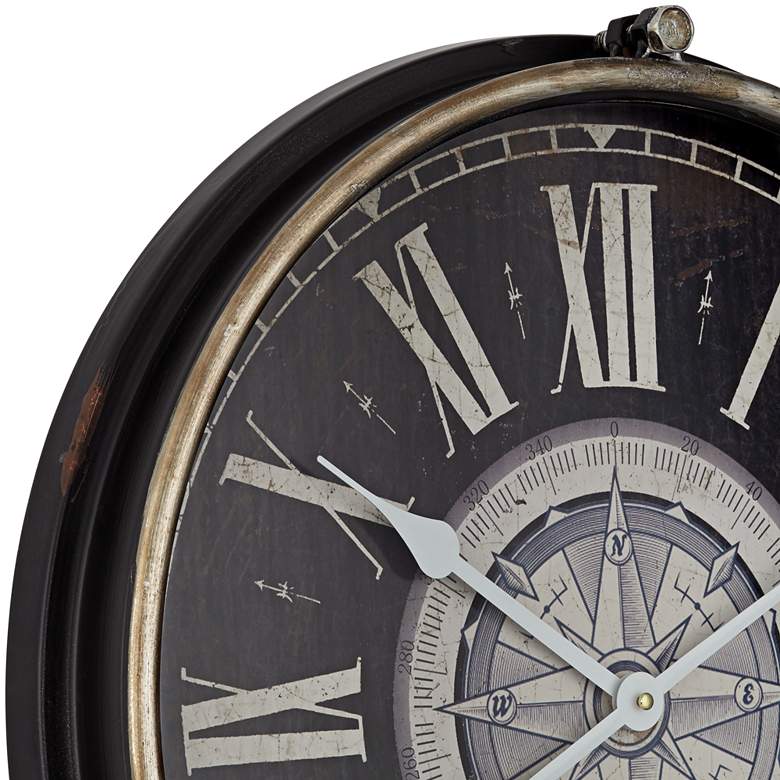 Image 3 Carson Glossy Black 21 1/4" High Round Metal Wall Clock more views