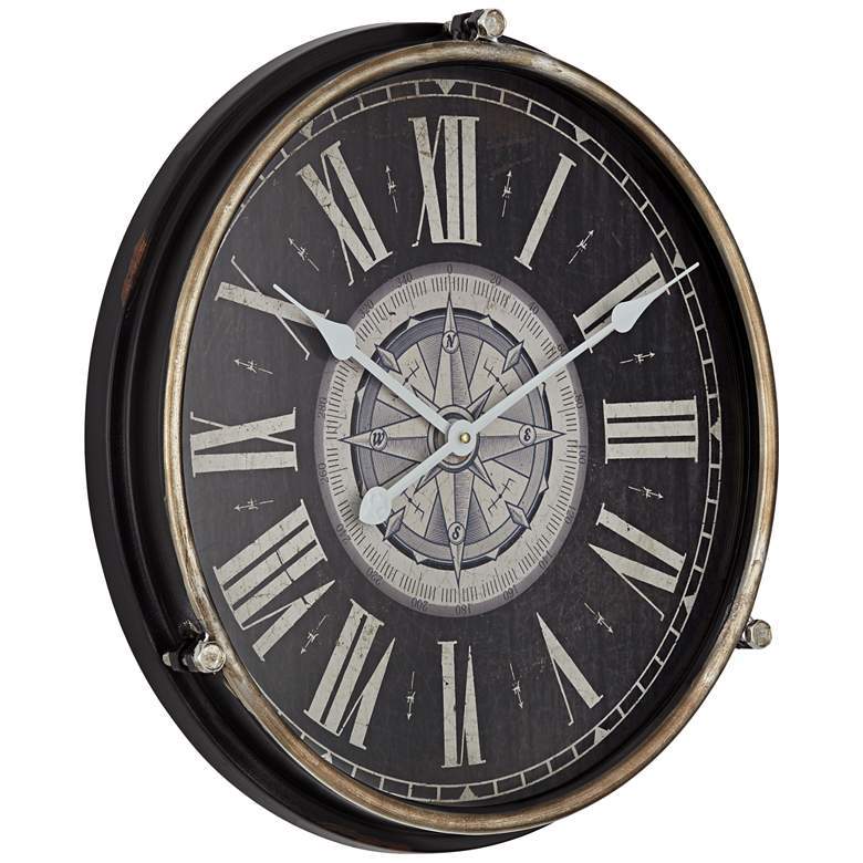 Carson Glossy Black 21 1/4&quot; High Round Metal Wall Clock more views