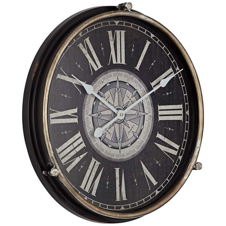 Image 5 Carson Glossy Black 21 1/4" High Round Metal Wall Clock more views