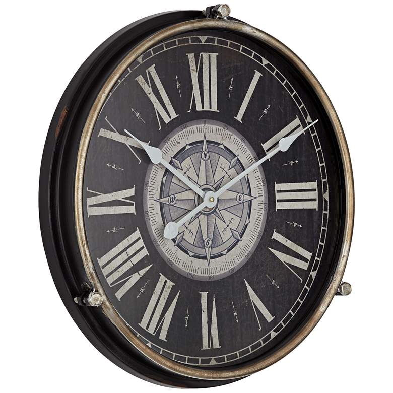 Image 5 Carson Glossy Black 21 1/4 inch High Round Metal Wall Clock more views