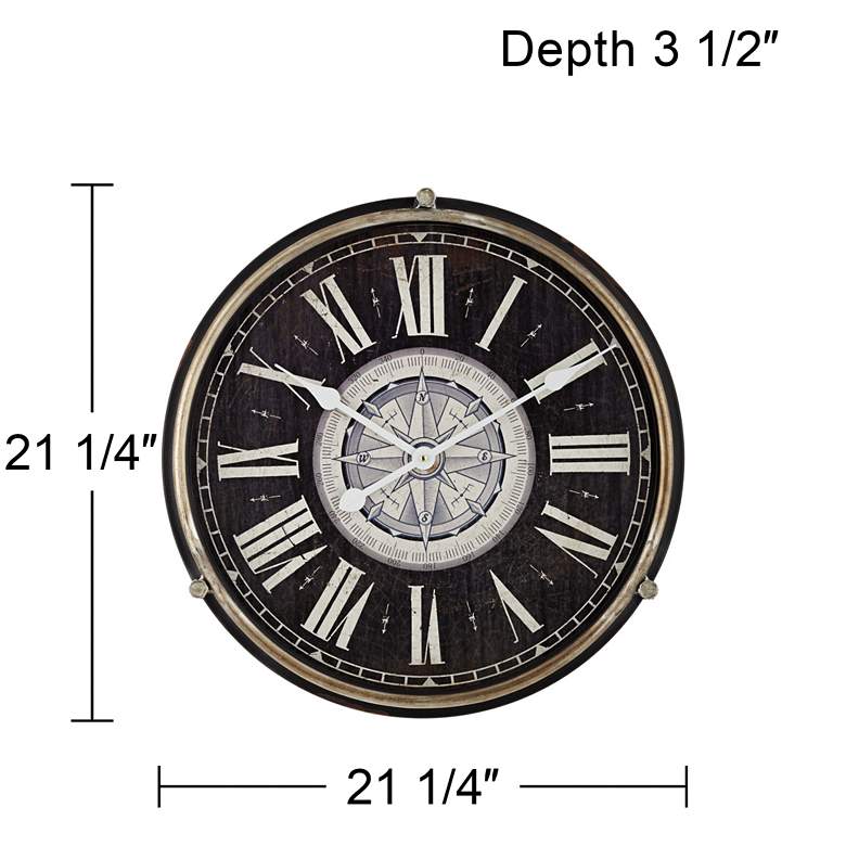 Image 6 Carson Glossy Black 21 1/4" High Round Metal Wall Clock more views