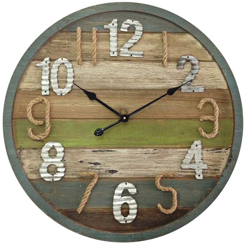 Image 1 Carson Multi-Color Wood 27 1/2 inch Round Wall Clock