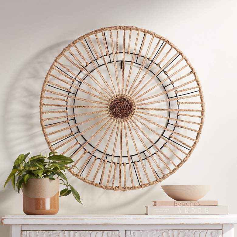 Image 1 Carson Natural Hemp Rope 23 1/2" Wide Round Wall Art
