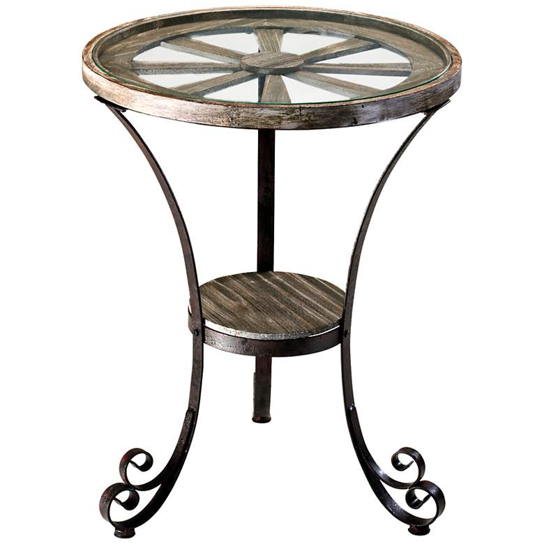 Image 1 Carson Rustic Wood Designer Accent Table