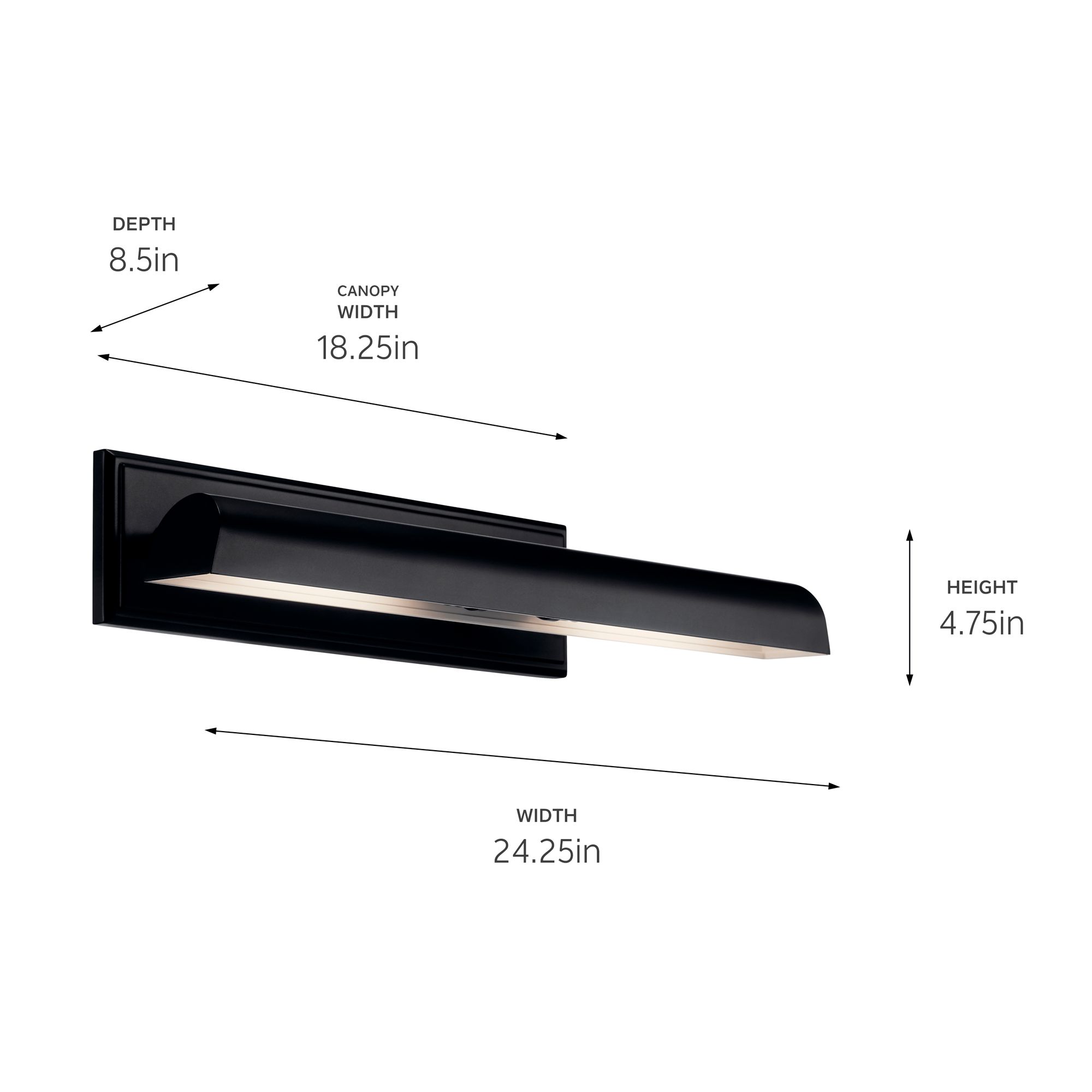 Image 7 Carston 24 Inch 2 Light Picture Light in Black with White Interior more views