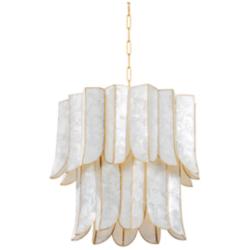 Cartagena 22 3/4" Wide Vintage Gold Leaf 7-Light Chandelier