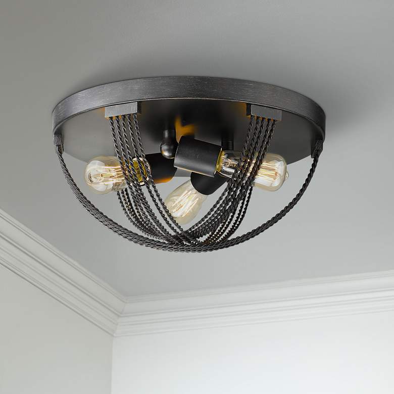 Image 1 Carter 14" Wide Aged Bronze 3-Light Ceiling Light