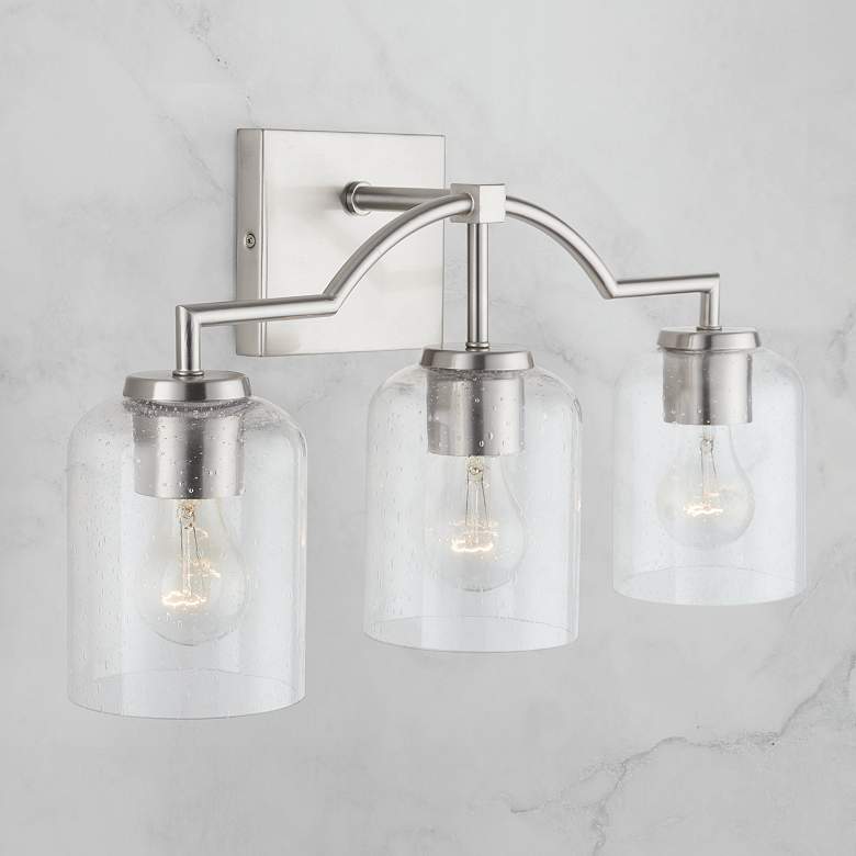 Image 1 Carter 22" Wide Brushed Nickel 3-Light Vanity Bath Light